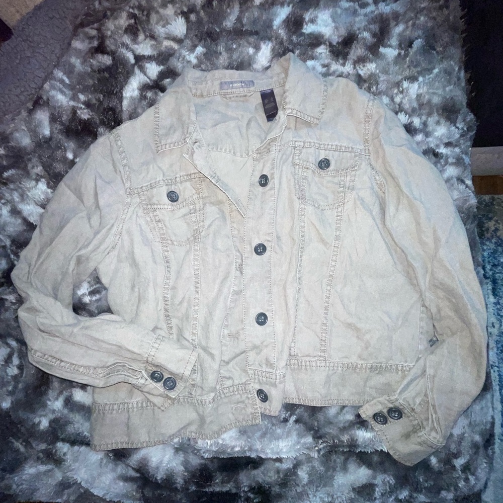 Dark Beige Liz Claiborne 100% linen over jacket